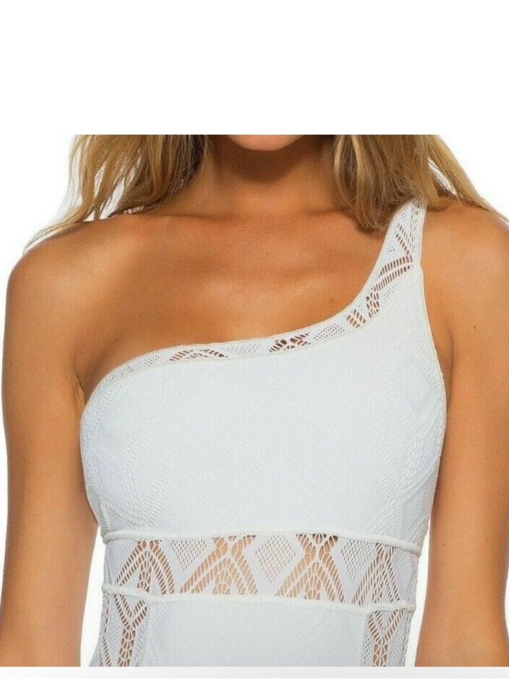 New BECCA Adeline Asymmetrical Crochet One Piece Swimsuit - Picture 4 of 12
